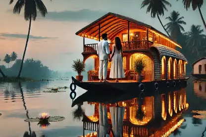Kerala honeymoon tour package featuring private houseboat stay and Thekkady sightseeing 