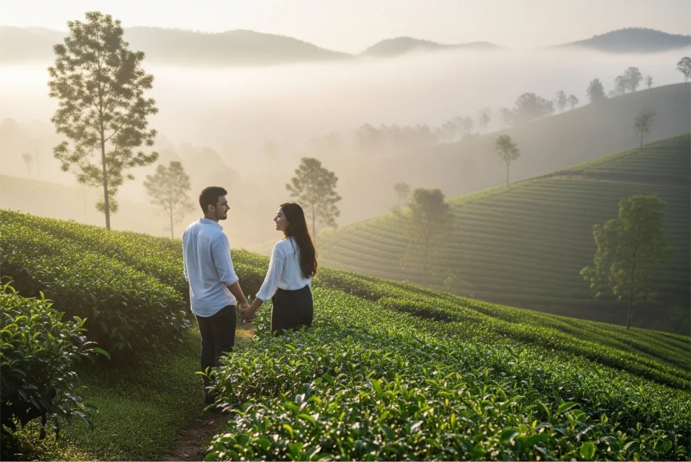 Kerala starter tour package featuring Munnar tea plantations and Alleppey backwaters